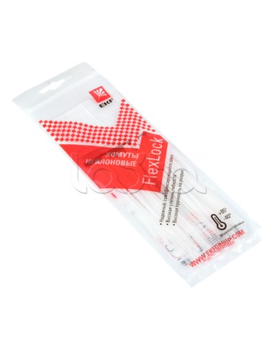 Хомут P6.6 стандартный (б), 2.5x100 (100шт) FlexLock PROxima EKF (plc-fl-ctsw-2.5x100) в Коврове Стяжки-хомуты Pintop.ru