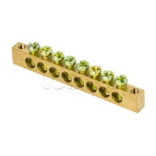 Шина PEN "ноль-земля" (8х12мм) 8 отверстий латунь крепеж по краям EKF PROxima (sn0-125-8-k)