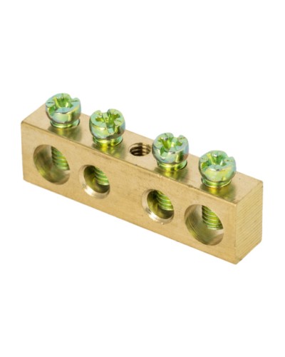 Шина PEN ноль-земля (8х12мм) 4 отверстия латунь крепеж по центру EKF PROxima (sn0-125-4-c) в Коврове Клеммные колодки Pintop.ru