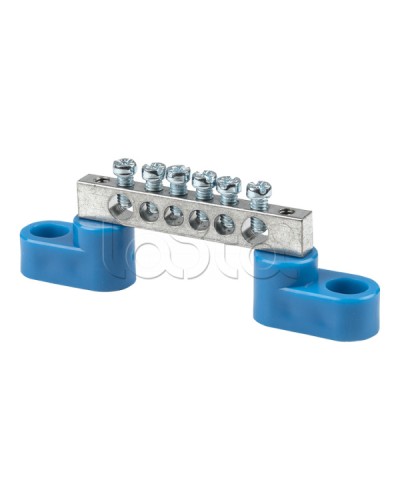 Шина 0 N (6x9мм) 6 отв. цинк 2 синих угловых изолятора EKF (sn1-63-06-2) в Коврове Аксессуары для стоек и шкафов Pintop.ru