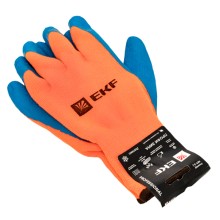 Перчатки рабочие ПРОФИ ЗИМА с рельефным латексным покрытием утепленные (10 класс, 9 разм) EKF (pe10lt-9-pro)