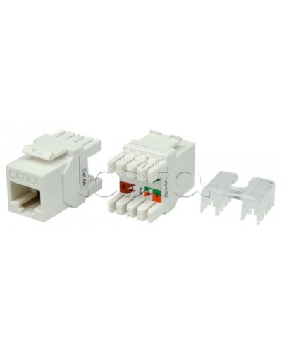 Вставка Keystone Jack RJ-45(8P8C) Hyperline KJ8-8P8C-C6A-180-WH в Коврове Модули Keystone Pintop.ru