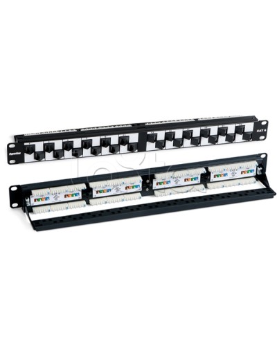 Патч-панель 19, 1U, с угловыми портами, 24 порта RJ-45, категория 6 Hyperline PP2A-19-24S-8P8C-C6-110 в Коврове Патч панель Pintop.ru