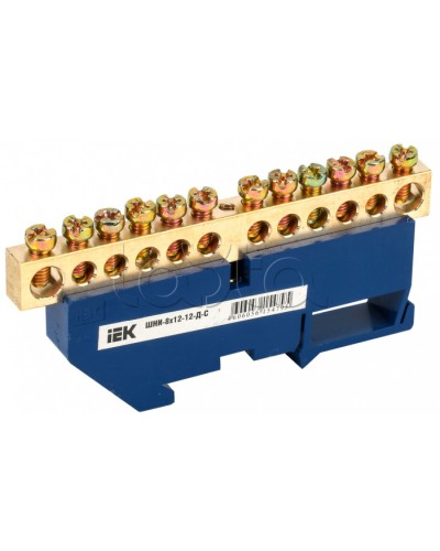Шина N ноль на DIN-изоляторе ШНИ-8х12-12-Д-С IEK (YNN10-812-12D-K07) в Коврове Клеммные колодки Pintop.ru