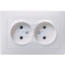 Розетка РС12-2-КБ двухместная без заземляющего контакта без защитной шторки «Кварта», 2 модуля IEK ERK23-K01-10-DM