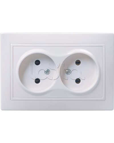 Розетка РС12-2-КБ двухместная без заземляющего контакта без защитной шторки «Кварта», 2 модуля IEK ERK23-K01-10-DM в Коврове Аксессуары для кабель-канала Pintop.ru