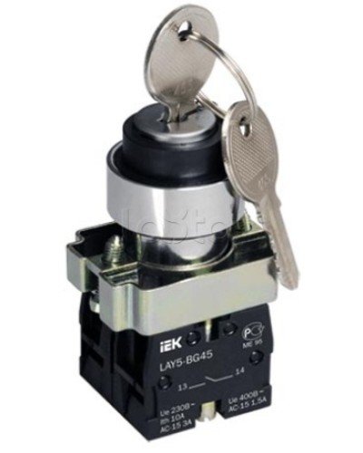Переключатель LAY5-BG45 на 2 положения с ключом без фиксации IEK BSW80-BG-2-K02 в Коврове Аксессуары для стоек и шкафов Pintop.ru