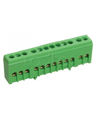 Шина ЗЕМЛЯ в корпусе изолированная на DIN-рейку ШНИ-6х9-12-К-З IEK YNN10-69-12KD-K06 в Коврове Клеммные колодки Pintop.ru
