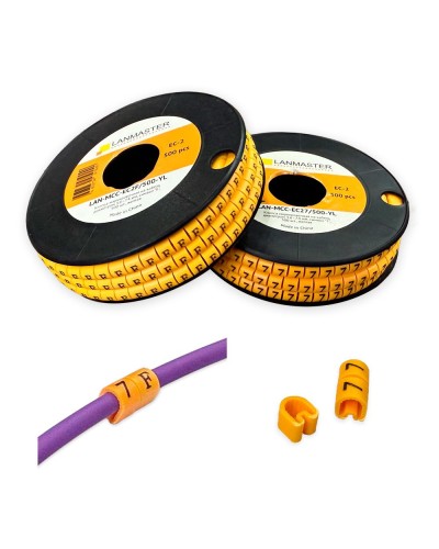 Клипса маркировочная на кабель диаметром 3.6–7.4 мм, символ B, 500 шт., желтая LANMASTER LAN-MCC-EC2B/500-YL в Коврове Аксессуары для стоек и шкафов Pintop.ru