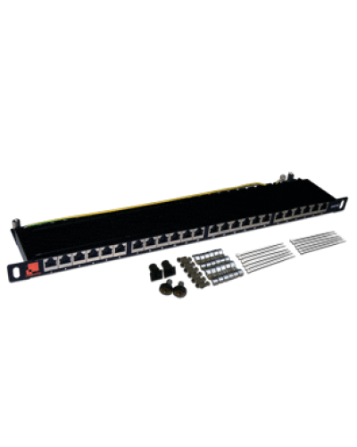 Патч-панель 19, 24 порта RJ-45, категория 5e, STP, 0.5U, компактная LANMASTER LAN-PPC24S5E в Коврове Патч панель Pintop.ru