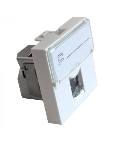 Вставка Mosaic 45x45, RJ-45 STP, кат.6, со шторкой и увеличенным окном маркировки, белая LANMASTER LAN-SIP-23S6-WH в Коврове Модули Keystone Pintop.ru