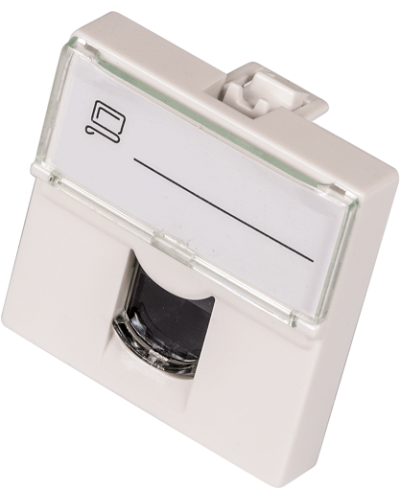 Вставка Mosaic 45x45, RJ-45 UTP, кат.6, со шторкой и увеличенным окном маркировки, белая LANMASTER LAN-SIP-23U6-WH в Коврове Аксессуары для кабель-канала Pintop.ru