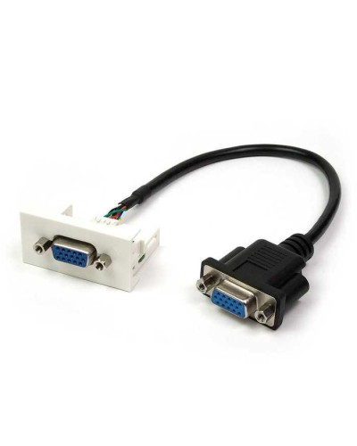 Вставка Mosaic 22.5x45 с адаптером VGA D-SUB HDB-15 мама, со шнуром 20 см мама, белая LANMASTER LAN-WA-LP-VGA-FF-0.2 в Коврове Аксессуары для стоек и шкафов Pintop.ru