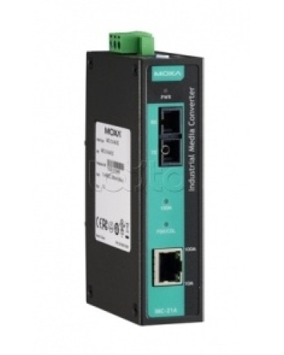 Медиаконвертер Ethernet 10/100BaseTX в 100BaseFX (SC) с расширенным диапазоном температур Moxa IMC-21A-S-SC-T в Коврове Медиаконвертеры Pintop.ru
