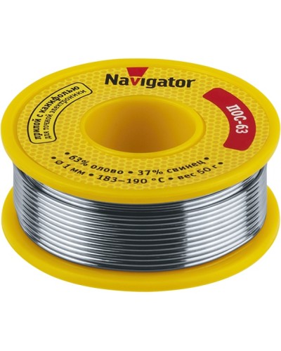 Припой Navigator 93 776 NEM-Pos05-63K-1-K50 (ПОС-63, катушка, 1 мм, 50 гр) в Коврове Аксессуары для кабель-канала Pintop.ru