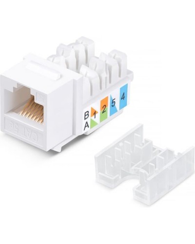 Модуль Keystone Jack RJ-45(8P8C), UTP неэкранированный, CAT 5e, тип 90 градусов, белый REXANT PRO 02-0064 в Коврове Модули Keystone Pintop.ru