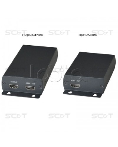 Комплект (передатчик + приёмник) для передачи HDMI по одному кабелю витой пары SC&T HE03 в Коврове Видеоусилители, Модуляторы, Делители Pintop.ru