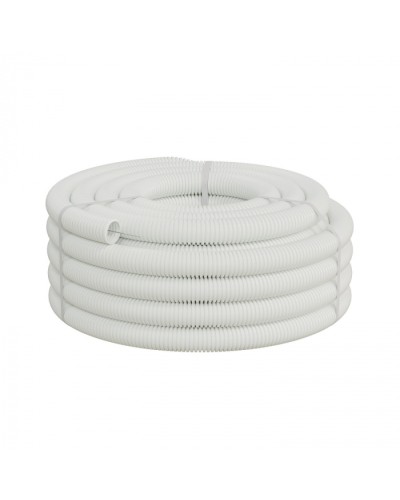 Труба ПП-FR гофрир. легкая, с зондом, без галогена, ПЛЛ 50мм Экопласт (60150HFR-W) - Труба ПП-FR гофрир. легкая, с зондом, без галогена, ПЛЛ диам.50мм ПВ-0 (15м) цвет белый 1 палл.=630м Экопласт в Коврове Труба гофрированная Pintop.ru