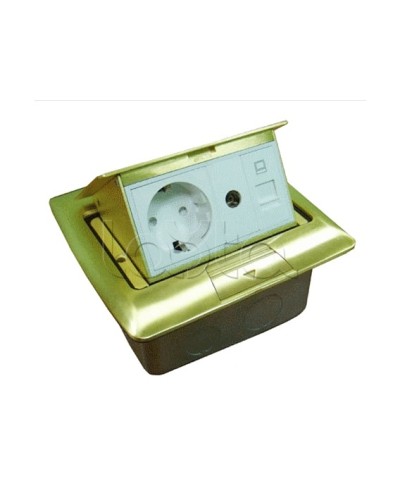 Люк встраиваемый на 1,5 модуля (45х45 мм) с коробкой, латунь, IP44 Экопласт 70023 в Коврове Системы лючков и колонн Pintop.ru