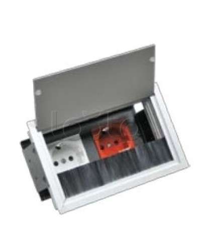 Люк настольный встраиваемый на 2 модуля (45х45мм) с крышкой, алюминий IP20 Экопласт 70042 в Коврове Системы лючков и колонн Pintop.ru