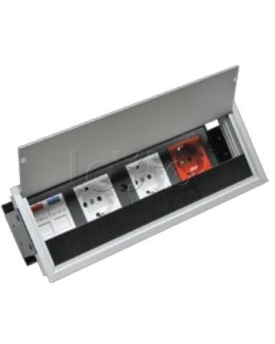 Люк настольный встраиваемый на 4 модулей (45х45мм) с крышкой, алюминий IP20 Экопласт 70044 в Коврове Системы лючков и колонн Pintop.ru