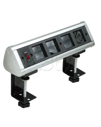 Блок настольный с выключателем нагрузки на 4 модуля (45х45мм) на струбцинах (алюминий) Экопласт 70314 в Коврове Аксессуары для кабель-канала Pintop.ru