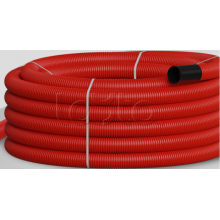 NR063 Двустен. труба ПНД гибкая откр. прокладки, SN18, с зондом, D63мм (50м) красн. Экопласт (801063HFR-UF-RD)