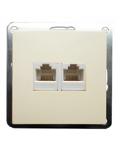 Розетка телефонная двойная 2хRJ-11 с накладкой (бежевый) LK60 (865601) в Коврове Розетки компьютерные и телефонные Pintop.ru