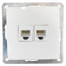 Розетка телефонная двойная 2хRJ-11 с накладкой (белый) LK60 (865604)