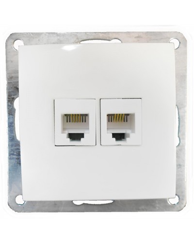 Розетка телефонная двойная 2хRJ-11 с накладкой (белый) LK60 (865604) в Коврове Розетки компьютерные и телефонные Pintop.ru