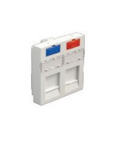 Лицевая панель (накладка) информационной розетки, 45х45 мм, 2 входа Экопласт (87002) в Коврове Розетки компьютерные и телефонные Pintop.ru