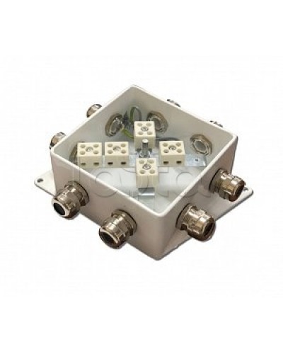 Коробка монтажная огнестойкая Гефест КМ-О (10к)-IP66-120х120, семь вводов в Коврове Распределительные коробки Pintop.ru