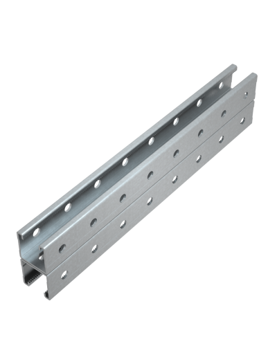 Страт-профиль двойной 41х41 L1400 мм s:2,0 (тройная перфорация) HD85 КМ-профиль (2STPS41-41-1400 3P HD85) в Коврове Аксессуары для лотков Pintop.ru
