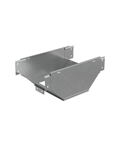 Т-ответвитель переходник 100х200-150 мм верт. c разворотом трассы на 90 гр. ПЛЮС (нижняя часть меньше исходной) INOX304 КМ-Профиль (TDPSplus90-100-200-150 INOX304) в Коврове Аксессуары для лотков Pintop.ru