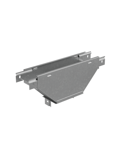 Т-ответвитель переходник 50х200-400 мм верт. c разворотом трассы на 90 гр. ПЛЮС (нижняя часть больше исходной) INOX304 КМ-Профиль (TDPVplus90-50-200-400 INOX304) в Коврове Аксессуары для лотков Pintop.ru