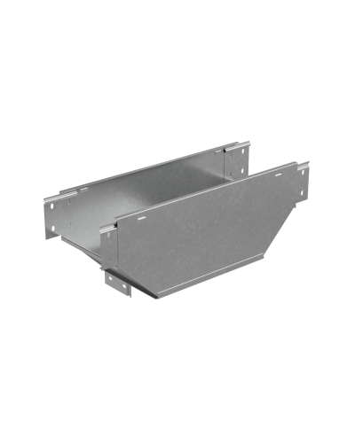 Т-ответвитель переходник 80х200-300 мм верт. c разворотом трассы на 90 гр. ПЛЮС (нижняя часть больше исходной) INOX304 КМ-Профиль (TDPVplus90-80-200-300 INOX304) в Коврове Аксессуары для лотков Pintop.ru