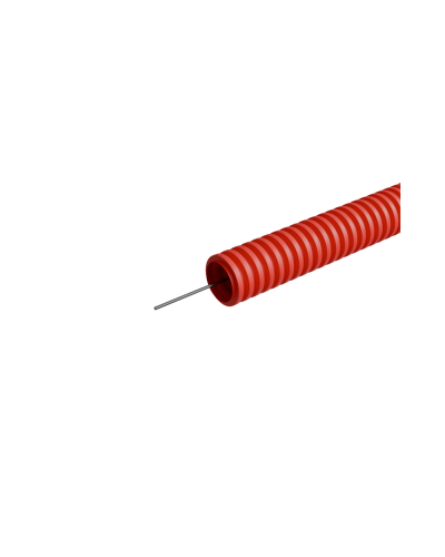 Труба гофрированная ПНД лёгкая d32 мм с зондом трудногорючая безгалогенная (HFFRLS), (уп. 50 м) КМ-профиль (KM-FRTG-32) в Коврове Труба гофрированная Pintop.ru