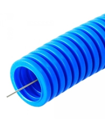 Труба гофрированная ПП лёгкая 350 Н не распространяющая горение с/з синяя д25 (50м/2600м/ уп/пал) Промрукав PR02.0077 в Коврове Труба гофрированная Pintop.ru