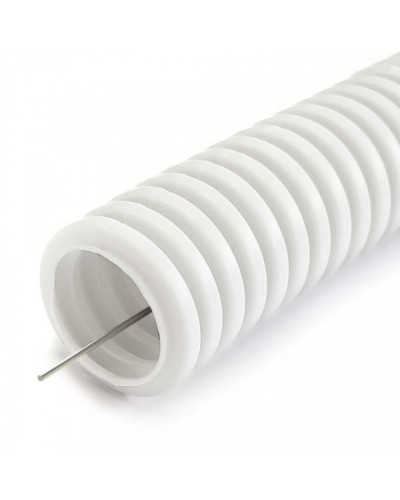 Труба гофрированная ПЛЛ тяжелая 750 Н безгалогенная (HF) негорючая (НГ) белая с/з д20 (100м/4800м уп/пал) Промрукав PR02.0240 в Коврове Труба гофрированная Pintop.ru