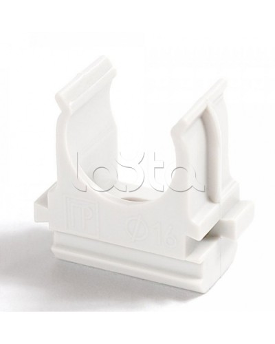 Крепёж-клипса для труб Полистирол белая д16 (100шт/2000шт уп/кор) Промрукав (PR.02716б) в Коврове Держатели, клипсы, скобы Pintop.ru