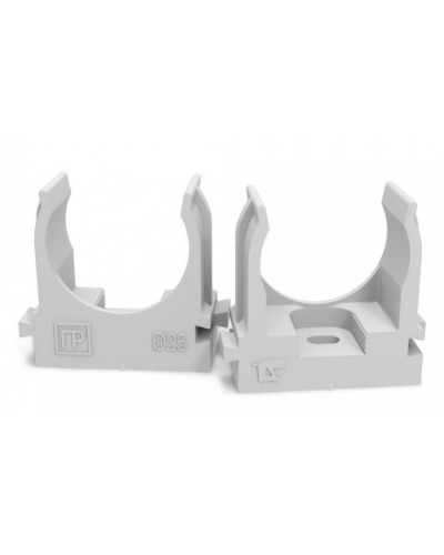Крепеж-клипса для труб для монтажного пистолета серая в п/э д25 (100шт/700шт уп/кор) Промрукав (PR13.0121) в Коврове Держатели, клипсы, скобы Pintop.ru