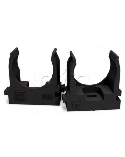 Крепеж-клипса для труб для монтажного пистолета черная в п/э д25 (100шт/700шт уп/кор) Промрукав (PR13.0133) в Коврове Держатели, клипсы, скобы Pintop.ru