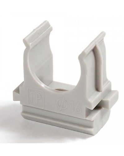 Крепёж-клипса для труб д16 безгалогенная (HF) атмосферостойкая серая (100шт/2000шт уп/кор) Промрукав (PR13.0344) в Коврове Держатели, клипсы, скобы Pintop.ru