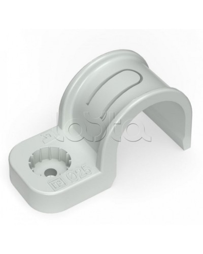 Крепеж-скоба пластиковая односторонняя для прямого монтажа серая в п/э д25 Промрукав (PR13.0370) в Коврове Держатели, клипсы, скобы Pintop.ru