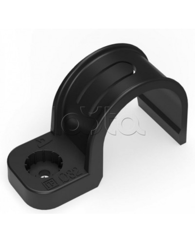 Крепеж-скоба пластиковая односторонняя для прямого монтажа черная в п/э д32 Промрукав (PR13.0375) в Коврове Держатели, клипсы, скобы Pintop.ru