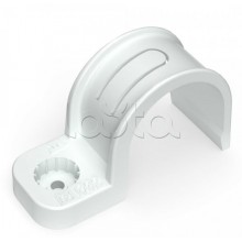 Крепеж-скоба пластиковая односторонняя для прямого монтажа белая в п/э д32 Промрукав (PR13.0379)