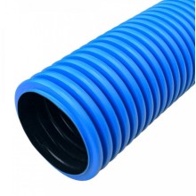 Труба гофрированная двустенная ПНД жесткая тип 750 (SN8) синяя д200 6м (12м/уп) Промрукав (PR15.0192)