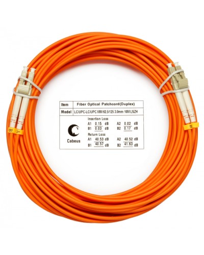 Шнур оптический duplex LC-LC 62,5/125 mm 25м LSZH Cabeus FOP-62-LC-LC-25m в Коврове Патч-корды оптические Pintop.ru