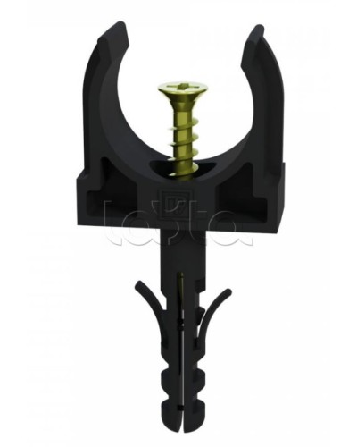 Крепеж-клипса с дюбелем и саморезом черная д20 в малой упаковке (10шт/900шт уп/кор) Промрукав (PR13.0312) в Коврове Крепеж: Дюбели, шурупы, саморезы Pintop.ru