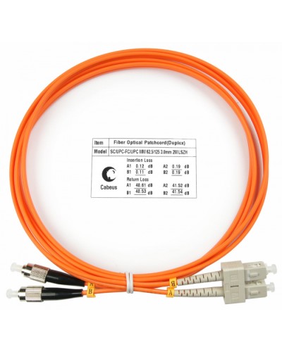Шнур оптический duplex SC-FC 62,5/125 mm 1,5м LSZH Cabeus FOP-62-SC-FC-1,5m в Коврове Патч-корды оптические Pintop.ru